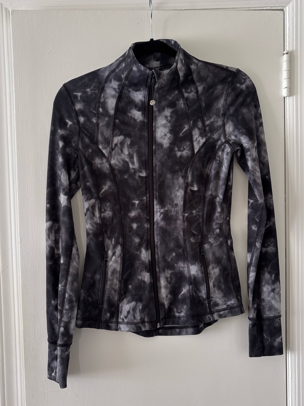 Yogalicious Black & Gray Tie-Dye Zip-Up Utility Jacket